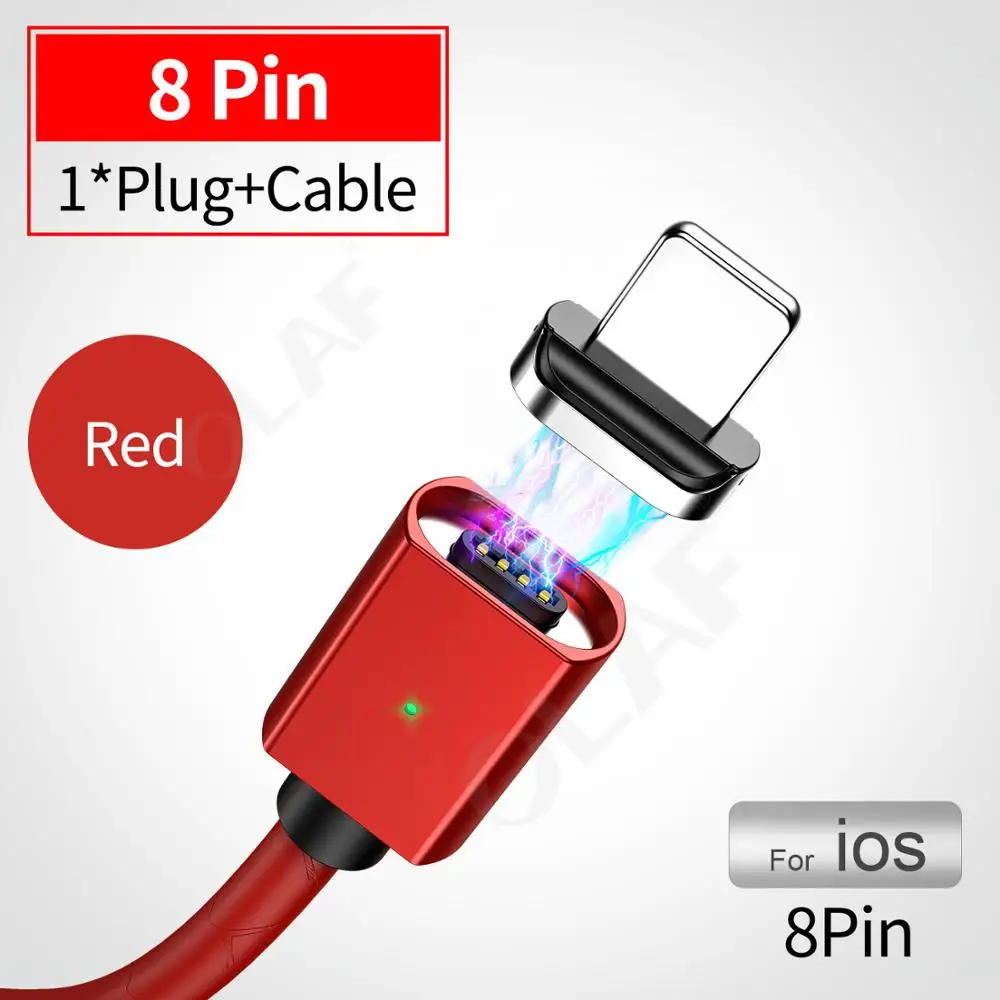 Магнитный зарядный кабель Олаф для быстрой зарядки Micro usb type-C, кабель для iPhone, samsung, Xiaomi, huawei, Магнитный провод usb для мобильного телефона - Цвет: ios  - Red