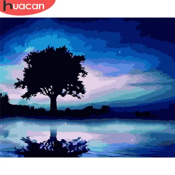 

HUACAN DIY Pictures By Number Tree Kits Drawing On Canvas Painting By Numbers Scenery Hand Painted Picture Art Gift Home Decor