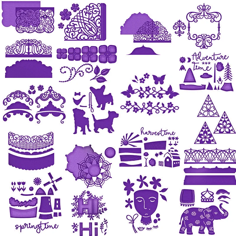 

Retro Flower Borders Corners Elephant Dogs Harvest Scene Metal Cutting Dies for DIY Scrapbooking Paper Cards Crafts New 2019 Die