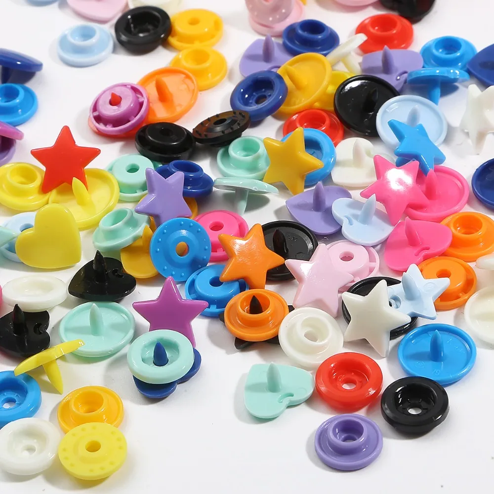 Description Picture 2 of item10Sets KAM Buttons T5 Plastic Snap Button 12MM Star/Heart Shape Sanp Fasteners For Baby Clothes Clips Garment Accessories Button