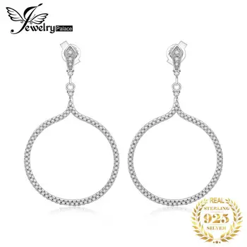 

JewelryPalace Circular Shape Cubic Zirconia Drop Earrings 925 Sterling Silver Fashion Women Fine Jewelry New Arrival Gifts