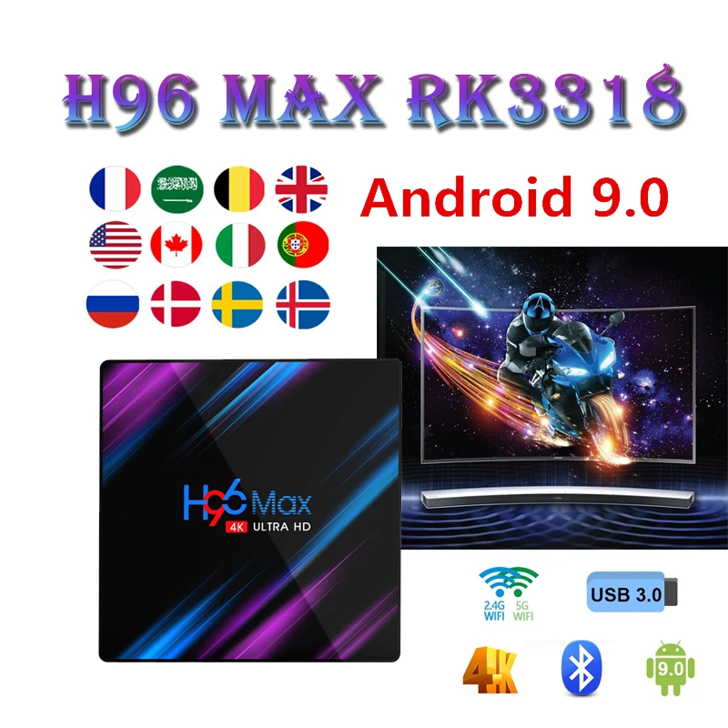 

Smart-Tv-Box Google-Player Rockchip RK3318 H96MAX WIFI BT4.0 4K Android 4GB PK Media Player TV Box 4GB 32GB 64GB tv boxing