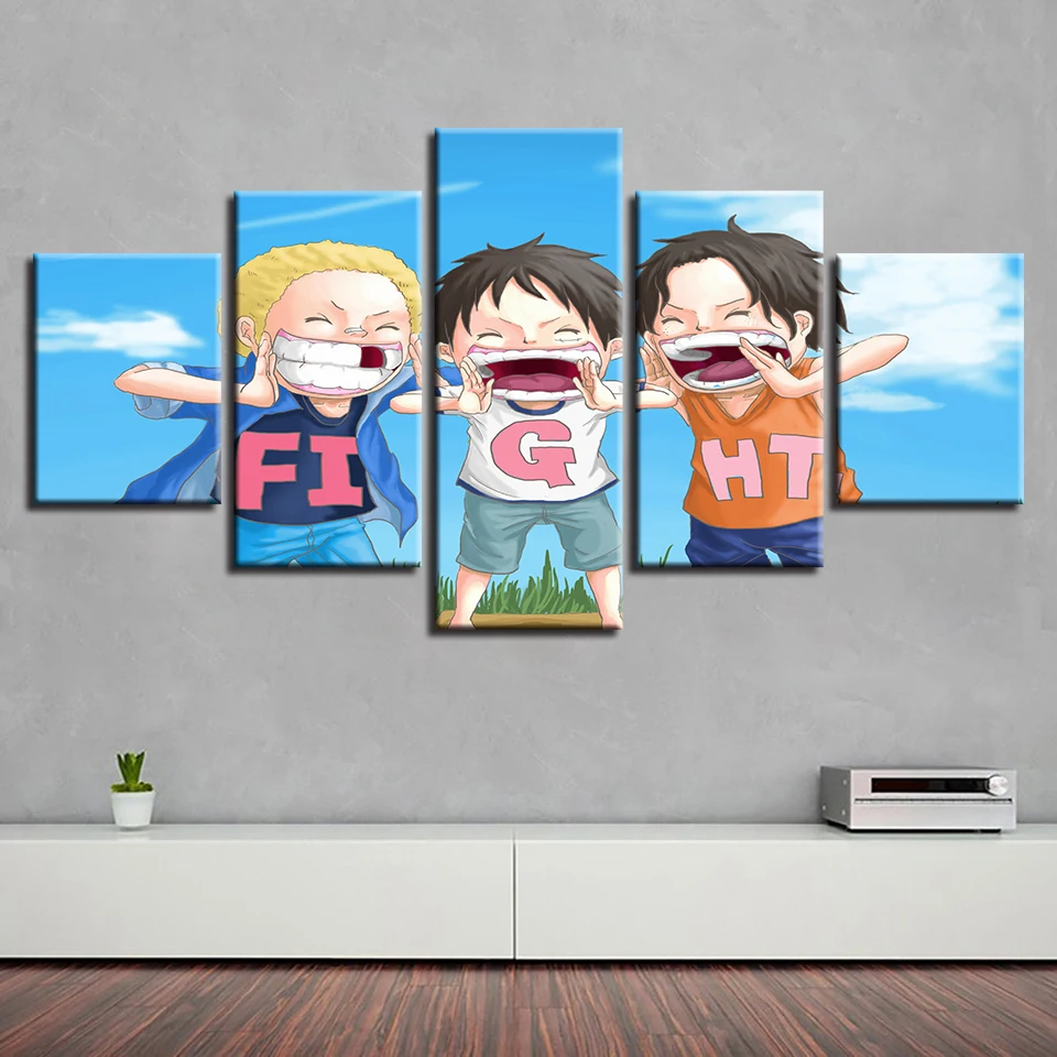 

Anime Three Brothers Fight 5pcs Modern Home Wall Decor CanvasPicture Art HD Print Painting On Canvas for Living Room