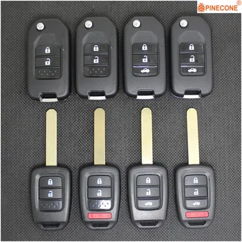

PINECONE for HONDA CIVIC CITY FIT JAZZ HRV XRV VEZEL GREIZ GIENIA Modified& Replace Car Key Fob Shell Case HON66 Blade With LOGO