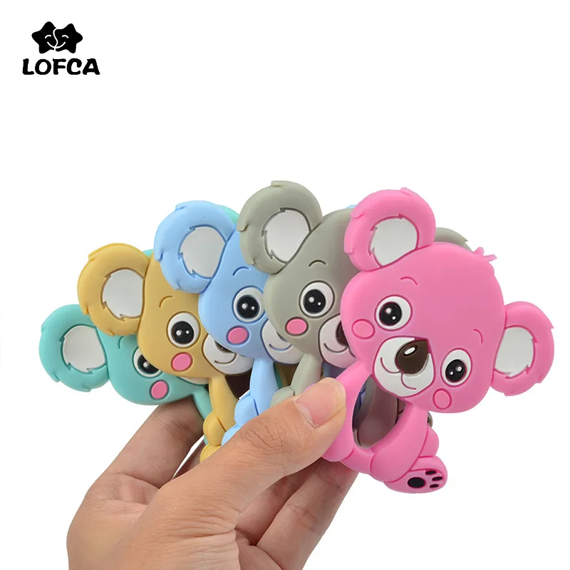 

LOFCA 1PC Baby Teether Koala Food Grade Silicone Beads Bracelet Pacifier Chain Clips Pendant BPA Free Baby Teethingtoy Necklace