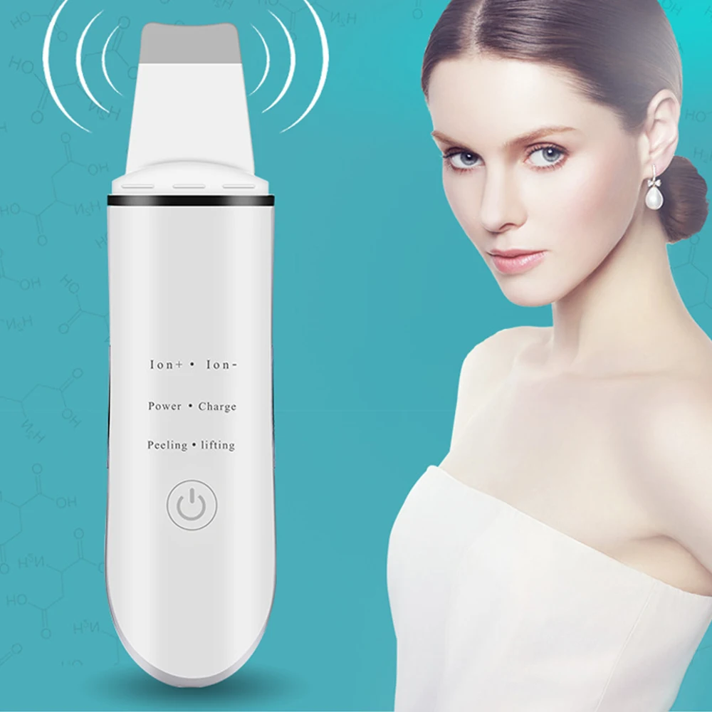 

Ultrasonic Facial Cleaning Skin Scrubber Spatula Face Lifting Blackhead Remover Pore Cleaner Cutin Peeling Skin Rejuvenation