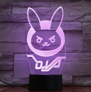Model 6 Игра Overwatch D. Va Hana Song детский Ночной светильник светодиодный сенсорный датчик для спальни декоративный светильник праздничный подарок OW 3d ночник прикроватный подарок - Испускаемый цвет: Model 6