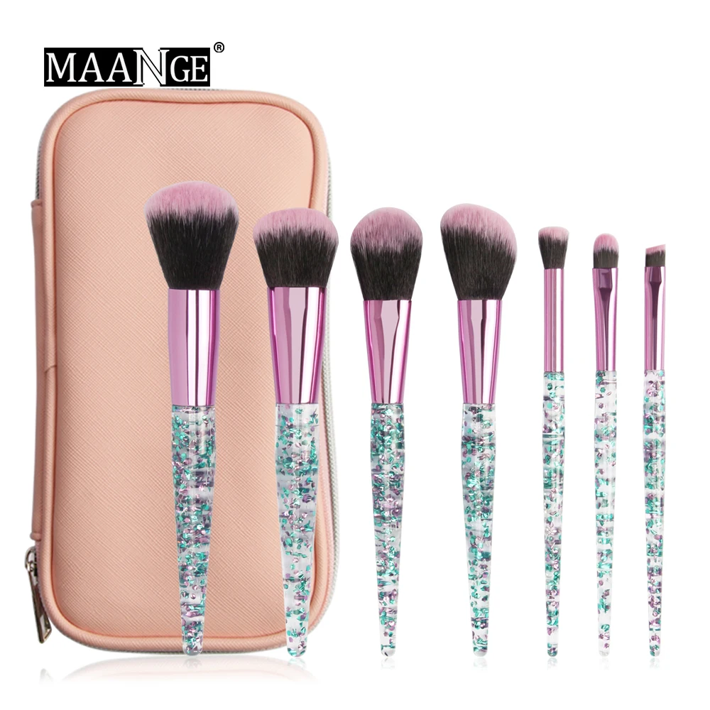 

MAANGE Makeup Brushes Set 7Pcs Diamond brush set with PU Bag Foundation Blush Powder Eyeshadow Beauty Make up Brush Tool Kit
