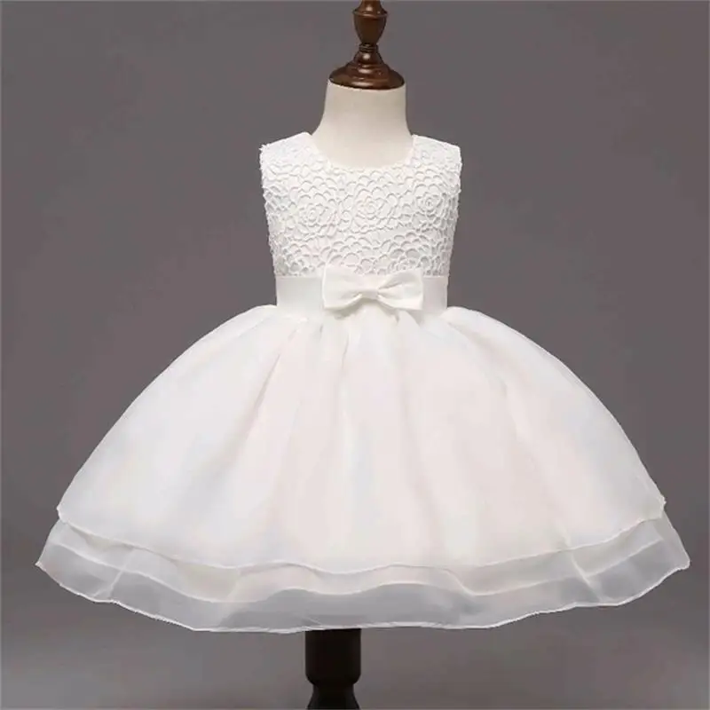 White 4 Детское красивое платье с цветочным рисунком для маленьких девочек; вечерние костюмы принцессы для дня рождения для девочек 1 года; платье на крестины - Цвет: White 4