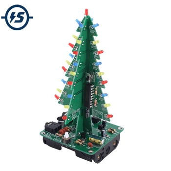 

DIY Kit Red Green Blue Flash LED Circuit Sound Control Christmas Trees LED Kit Audio Flashing Light Soldering Training