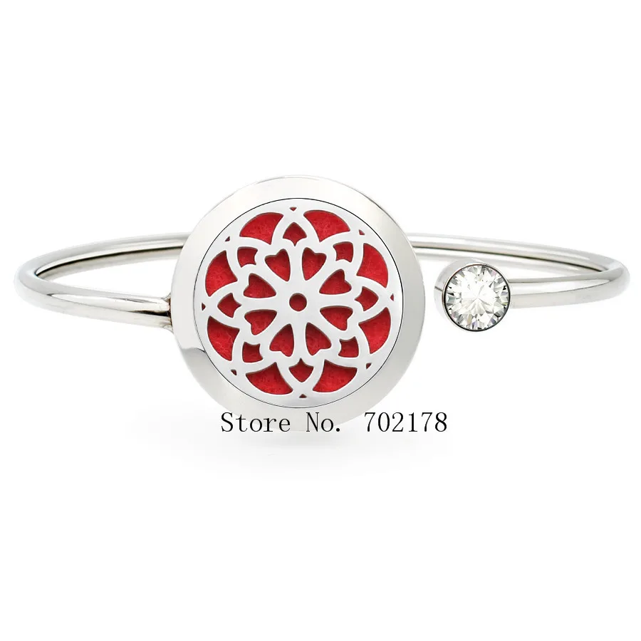 Lotus flower 25mm Stainless Steel Twist Aromatherapy locket Bracelet Bangle essential oil perfume locket bracelet Jewelry