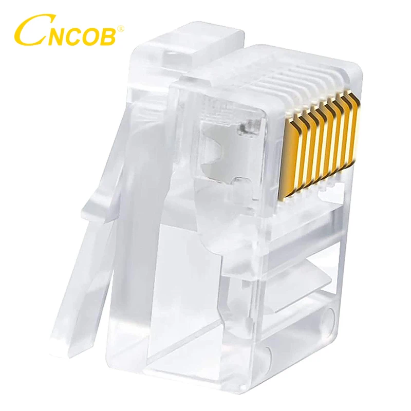 

CNCOB RJ45 Cat5e Ends Utp Flat Network Cable Connector 8P8C Modular Ethernet RJ-45 Short Body Crystal Head 50pcs