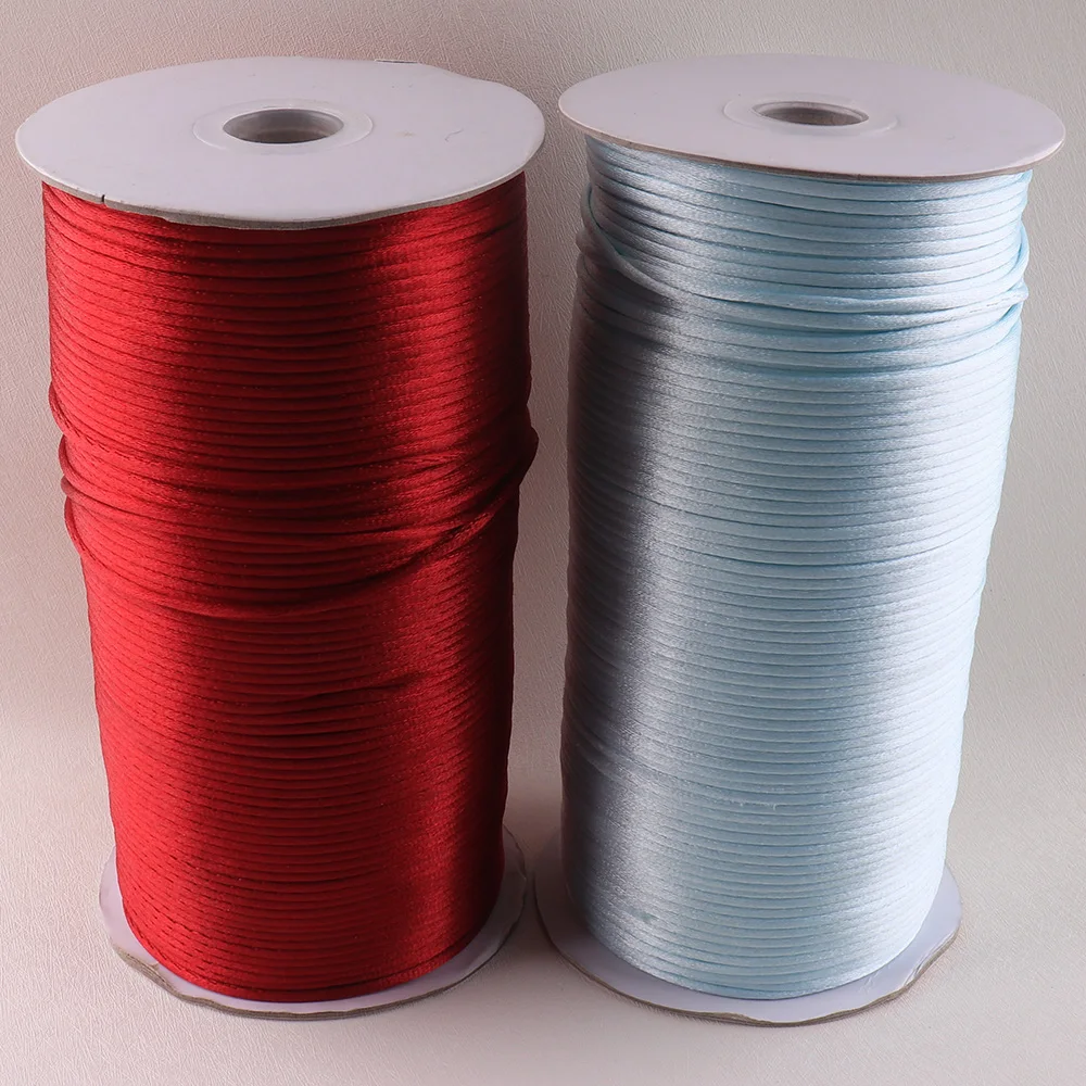 

1.5mm Chinese knot rope dark red/lake blue Soft Satin Silk Nylon Cord DIY Rope Bead Braided Necklace Bracelet Jewelry Making