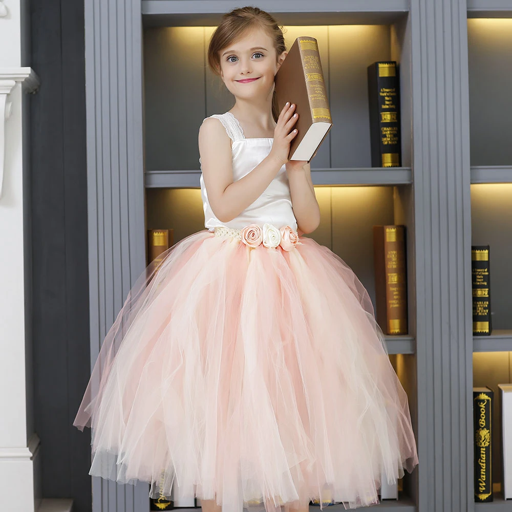

Sweet Baby Kids Clothes Christmas Outfit Children Mid Calf Length Lace Flower Girl Princess Dress Kid Baby Party Wedding Gowns