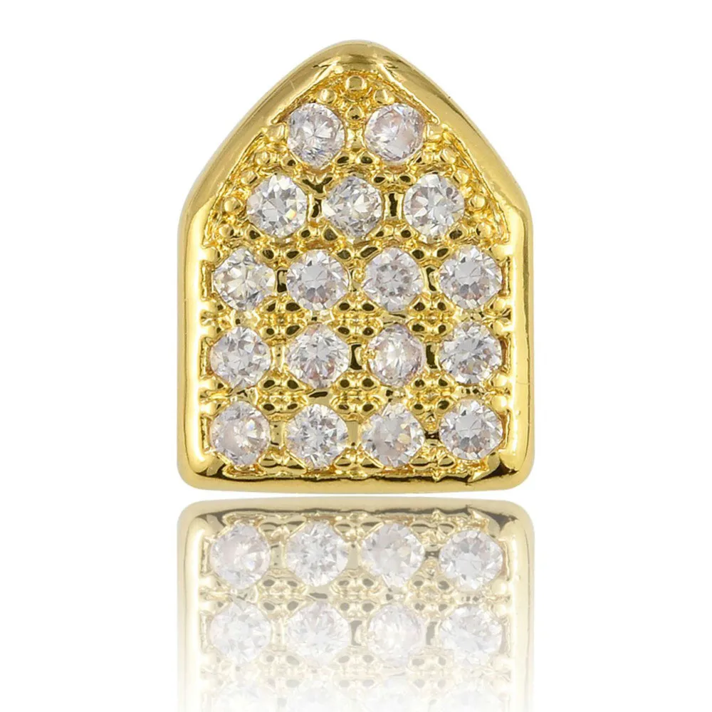 OH хип-хоп ЗУБЫ Grillz чистый позолоченный одиночный колпачок микро проложить