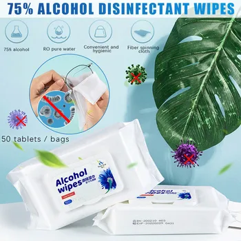 

50 pieces of germicidal wet wipes Disinfectant Wet Wipes Portable Wipes Disposable Cleaning Care Sterilization Wipes #0519