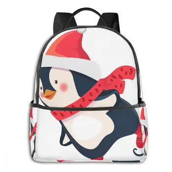 

Funny Winter Penguin Skater Backpack Boy Girl School Bag for Teenager Student Shoulder Bag Travel Bag