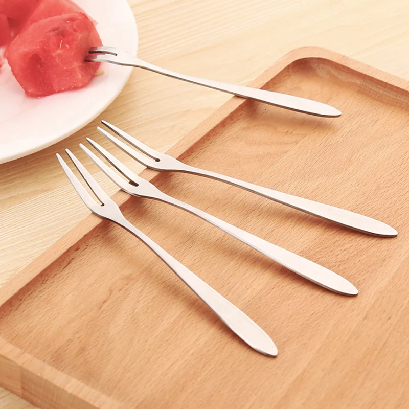 13-5x1-2cm-10-Pieces-Stainless-Steel-West-Tableware-Fruit-Fork-Sign-Small-Fork-Cake-Dessert