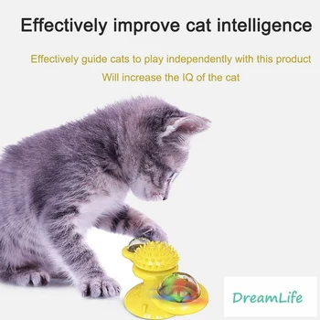 

Cat Interactive Toy Funny Turntable Teasing Scratching Tickle Cats Hair Brush Puzzle Smart Playing Toy for Pet