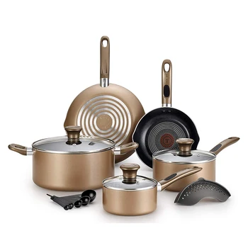 

T-Fal Excite Pro Glide Nonstick Thermo Spot Dishwasher Safe Cookware Set, Bronze