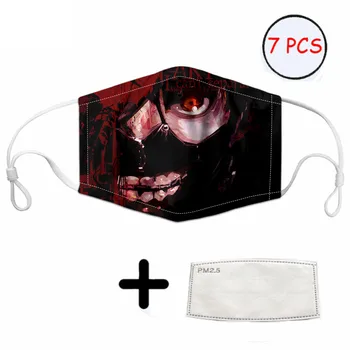 

Tokyo Ghoul Print Fashion Mouth Mask Adults Air Pollution Protection Mask Soft and Stretchy with Filter PM2.5 Non-disposable