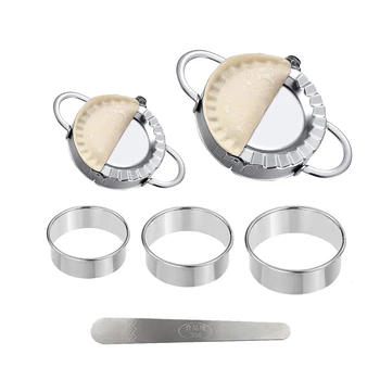 

Dumplings Maker, 2 Stainless Steel Dumpling Mold,3 Dough Ravioli Skin Press Cutter,1 Stuffing Spoon,Pastry Making Tools