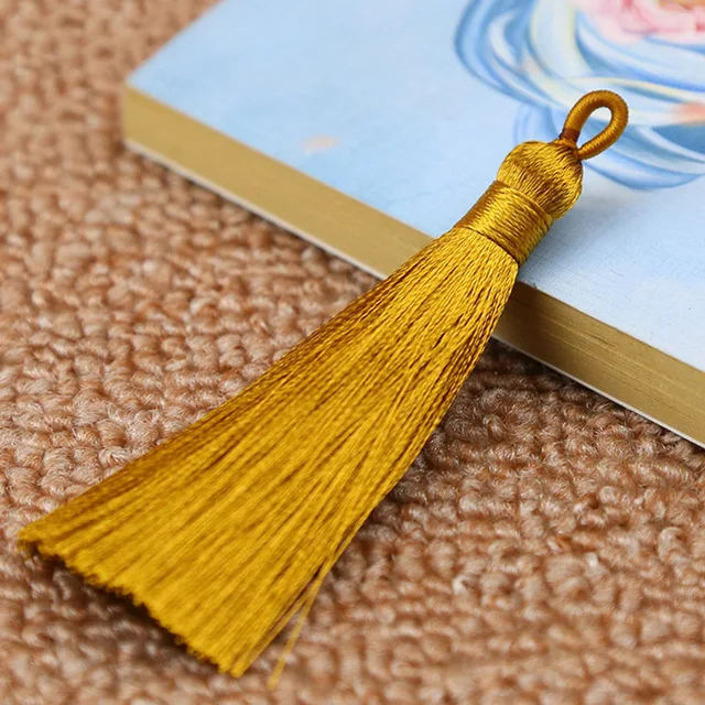 Dark Yellow 10 шт., 8 см, цветные кисти с кисточками из хлопка и шелка для сережек, подвески с кисточками Сати, самодельные ювелирные изделия ручной работы - Цвет: Dark Yellow