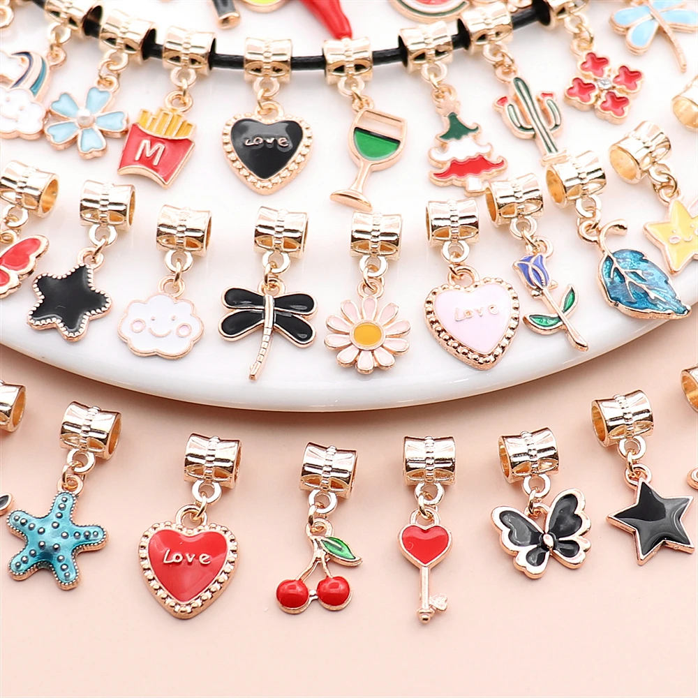 30PCS Colorful Enamel Girly Lovly Pendant Accessories for Women's Pandora  Style Charm Bracelet Personalized Jewelry Making - AliExpress