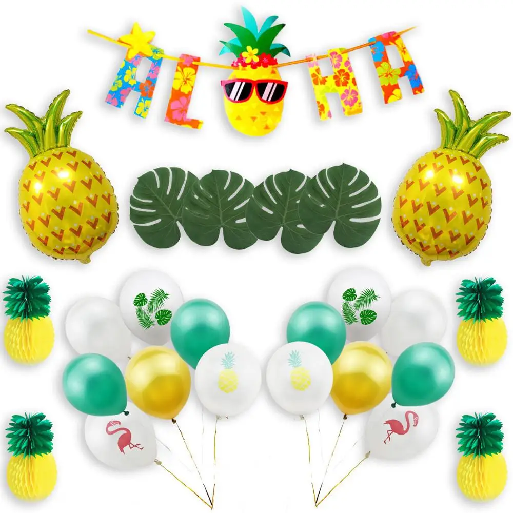 Luau украшения для вечеринки в гавайском стиле набор Aloha баннер ананас воздушный
