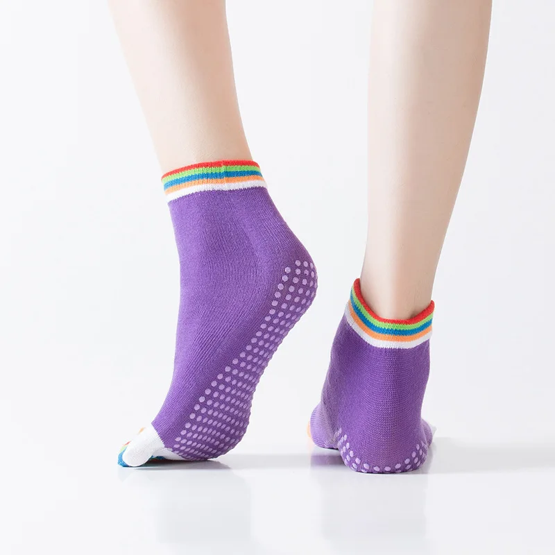 Women Anti-slip Yoga Socks ballte girls non Slip Ladies pilates Five Fingers Fitness Gym Sport 5 Toe Socks Colourful Elastic