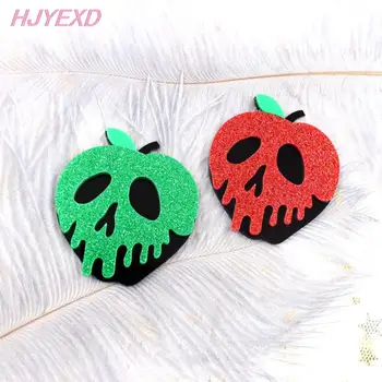 

(1pc)50mm Acrylic Poison Apple Brooch (no pin) Party Ornaments Black Glitter Apple 2inches Snow White 7 Laser Cutout-AC1592