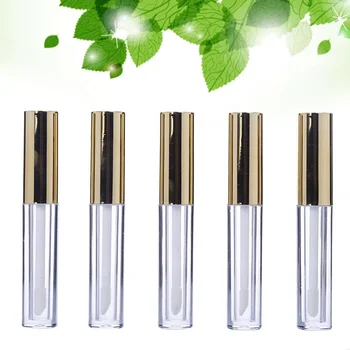 

10pcs 10ml Labial Glair Circular Tubes Empty Lip Gloss Tube Plastic Body Lip Glaze Bottle for Female (Golden)