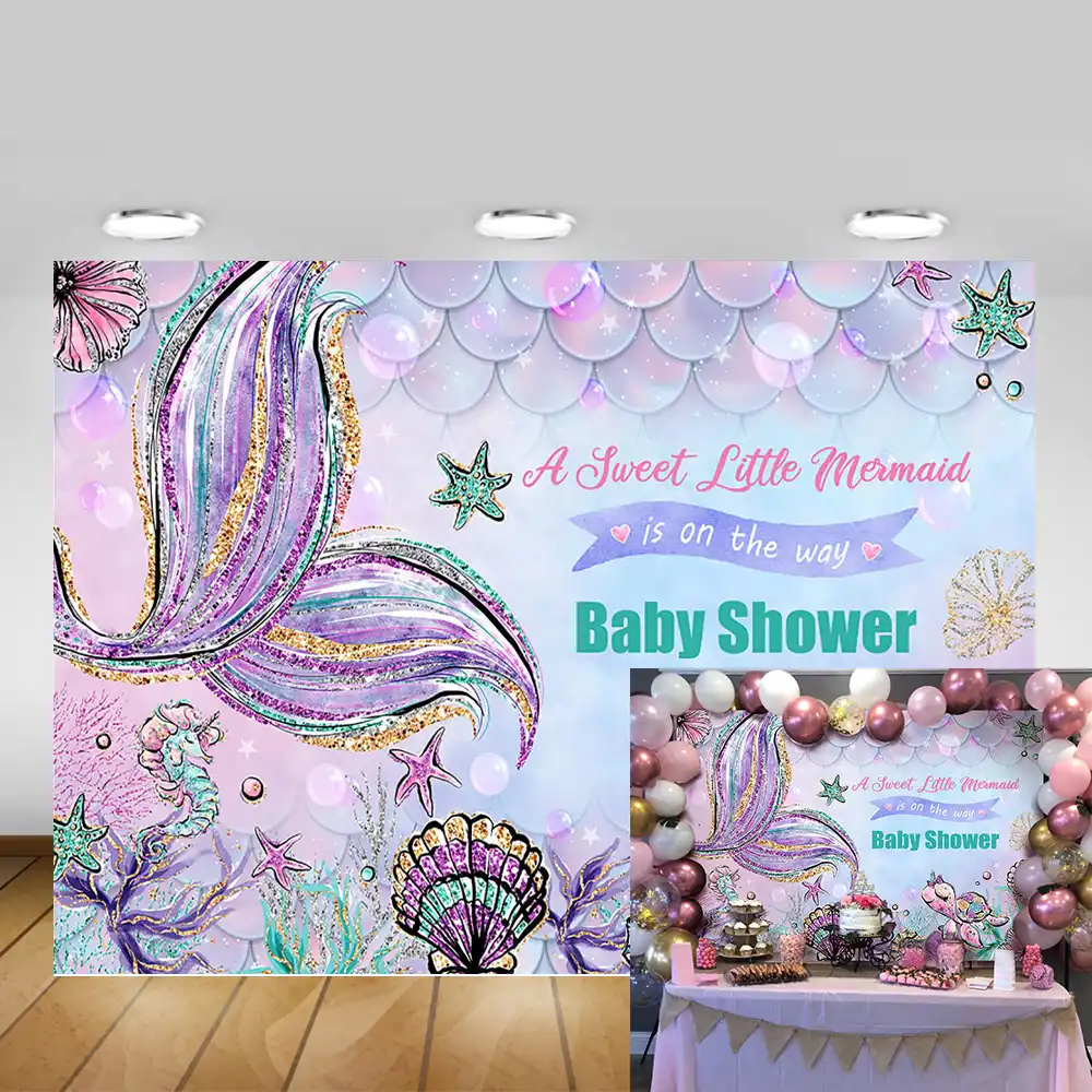 Sweet Little Mermaid Baby Shower Photography Backdrops Under The Sea Rainbow Mermaid Birthday Part Background Decor Photo Shoot Background Aliexpress