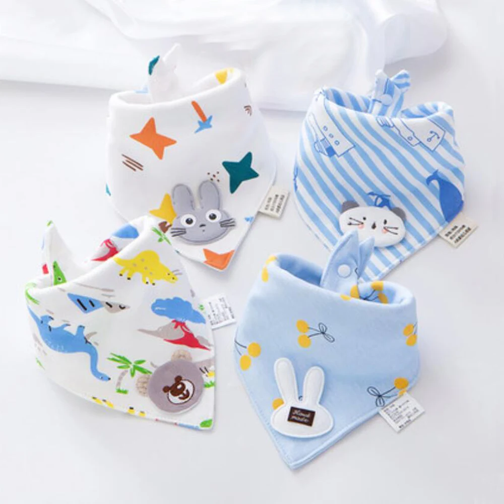 4Pcs/Lot Baby Bandana Drool Bibs 100% Cotton Bibs for Boys & Girls Super Soft Absorbent Feeding Bibs Newborn Items 5