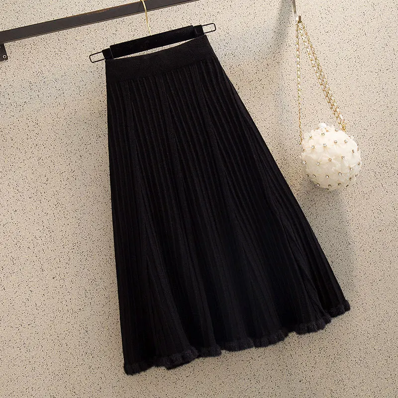 

Knitted Skirt Autumn And Winter Women's New Style Winter with Sweater Mid-length Longuette A- line Skirt Full Skirt Wool Skirt
