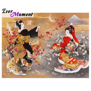 

Ever Moment Diamond Painting Cross Stitch Kit Japanese Style Dancing Woman 5D DIY Mosaic Embroidery Gift Home Decor 5L094