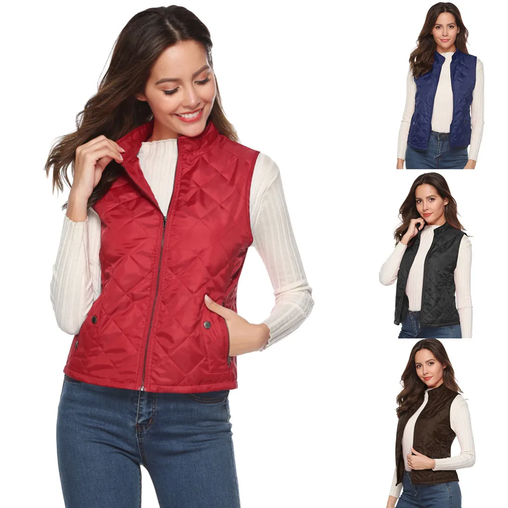 Jaycosin 2019 Winter Warm Casual Leisure Waistcoat Coat Women Thick Solid Color Jackets Comfortable Sleeveless Jacket Coat 31#4