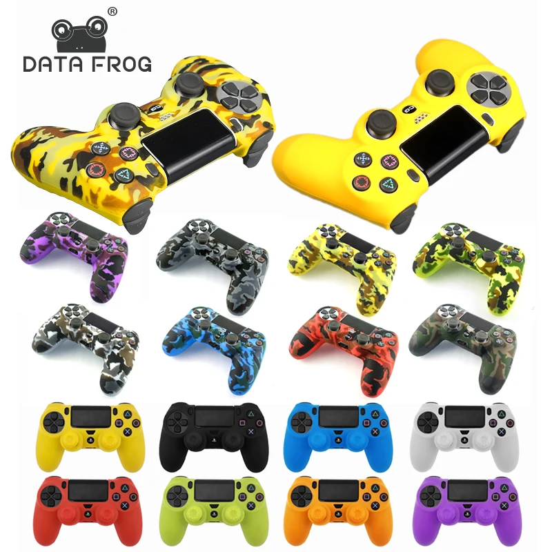 

Data Frog Soft Silicone Gel Rubber Skin Cover For SONY Playstation 4 PS4 Controller Protection Case+2 Pcs Thumb+LED Light Bar