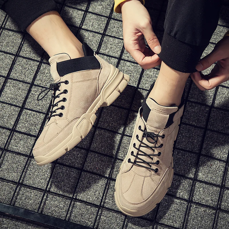 

2019 Spring Men High Shoes Desert Ankle Boots Genuine Leather Trend Workwear Combat Boots Versatile England Martin Boots Men's