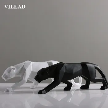 

VILEAD 45cm Abstract Leopard Statue Geometric Modern Resin Animal Panther FIgurine Office Room Decoration Ornaments Sculpture