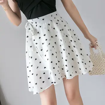 

High Waist Chiffon Skirts Womens 2020 Korean Micro Mini Skirt for Office Plus Size Black White Chiffon Skirts Summer
