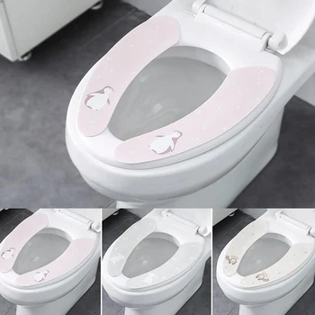 

Cartoon Printed Cushion Cotton Circle Paste Universal Washable Bathroom Accessories Toilet Seat Cover Toilet Mat