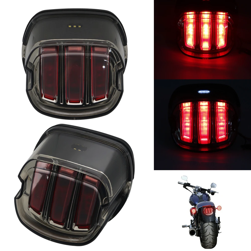Brake License Plate Lamp Sportster Rear Light Fatboy Lamp Smoke Lens Tail Light