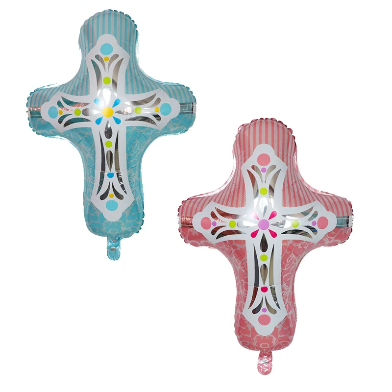 50pcs/lot 74*51cm Easter Cross Foil Helium Balloon Jesus Cross Easter