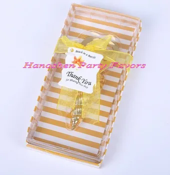 

(20 Pieces/lot) Beach themed Wedding Gifts of Gold Conch sea shell bottle opener favors for Bridal showers and Party Favors