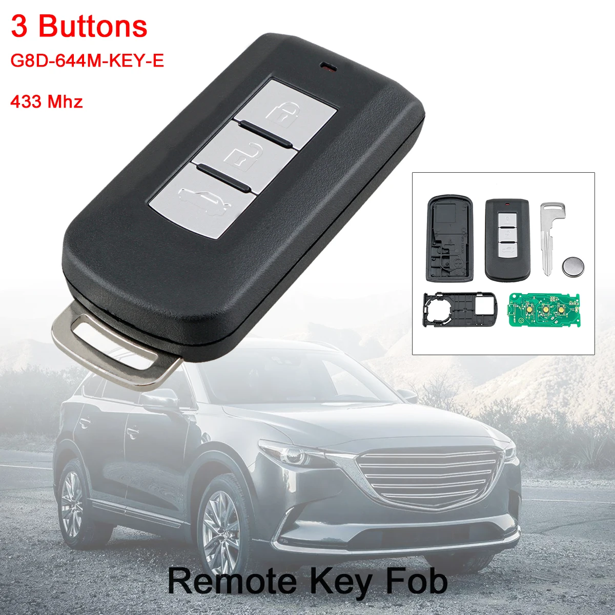 433MHz  Keyless Smart Remote Car Key Fob  with ID46  PCF7952 Chip  G8D-644M-KEY-E  Fit for Mitsubishi-Lancer Outlander ASX