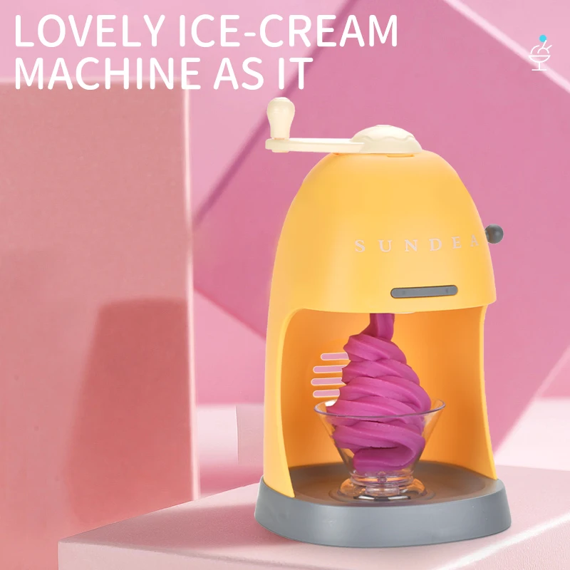 Puxida Manual Color Mud Gel Plasticine 4 Shape Ice Cream Machine High Imitation Mold Tool  For 3+ Children DIY Pretend Play Set