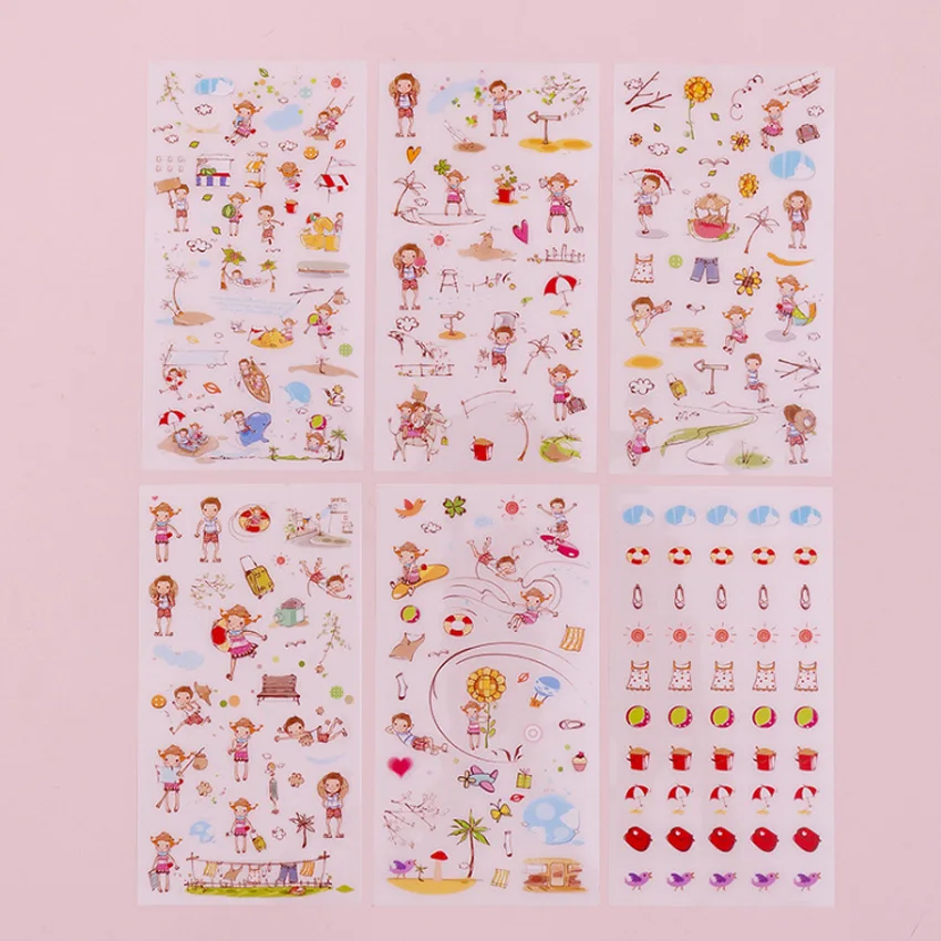 20packs/lot Cartoon Scrapbooking Creative Transparent Pvc Stickers For The Diary Decorative Stickers For Children Room - Цвет: b