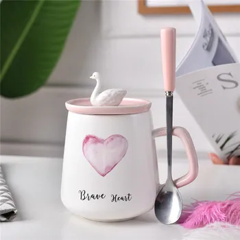 

Nordic Ceramics Coffee Mug Cartoon Cute Esspresso Cups with Spoon Modern Creative Girl Gift Coffee Cup Caneca Drinkware DA60MKB