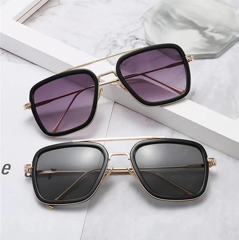 

Male Iron Man 3 Sunglasses Tony Stark Matsuda Sunglasses Men Retro Vintage Eyewear Square Sun Glasses